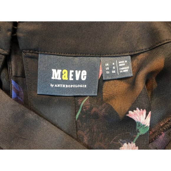 Anthropologie Maeve Floral Chiffon Open Back Tunic Blouse Cottagecore Size 0 - Picture 9 of 11